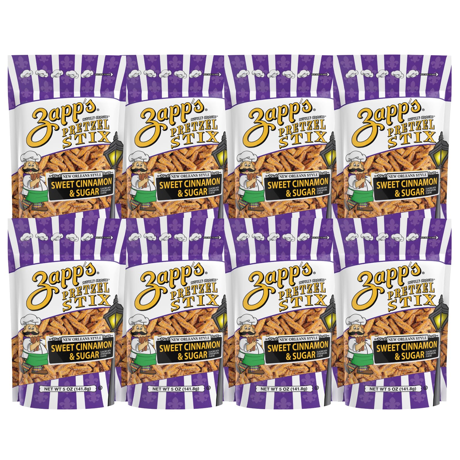 Zapps Cinnamon Sugar Pretzel Stix pack of 8-5 oz bags