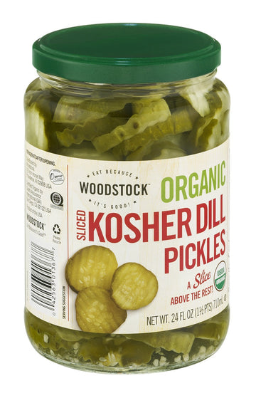 Woodstock Farms Organic Kosher Sliced Dill Pickles -- 24 Oz Each / Pack Of 6