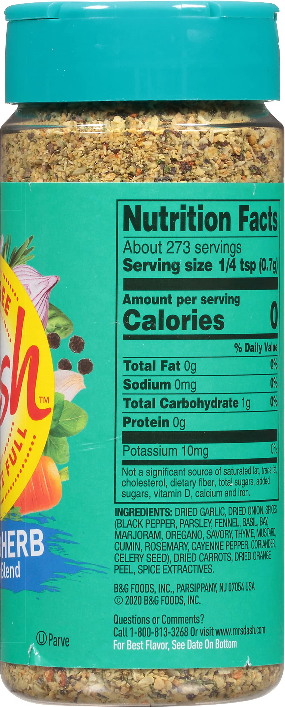 Dash Salt-Free Seasoning Blend, Garlic & Herb, 6.75 Ounce