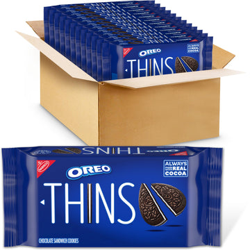 Oreo Thins Chocolate Sandwich Cookies, 12 Packs, 9.21 oz Each, Brown, Perfect for Snacking