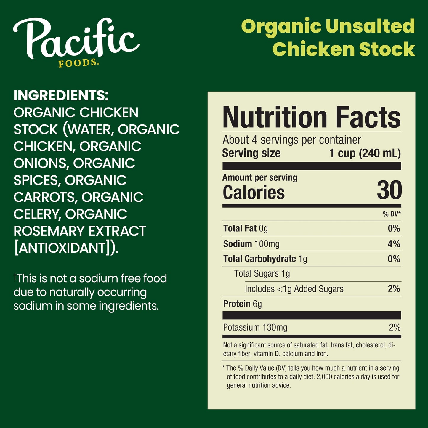 Pacific Foods Organic Unsalted Chicken Stock, 32 oz Carton (Pack of 12)