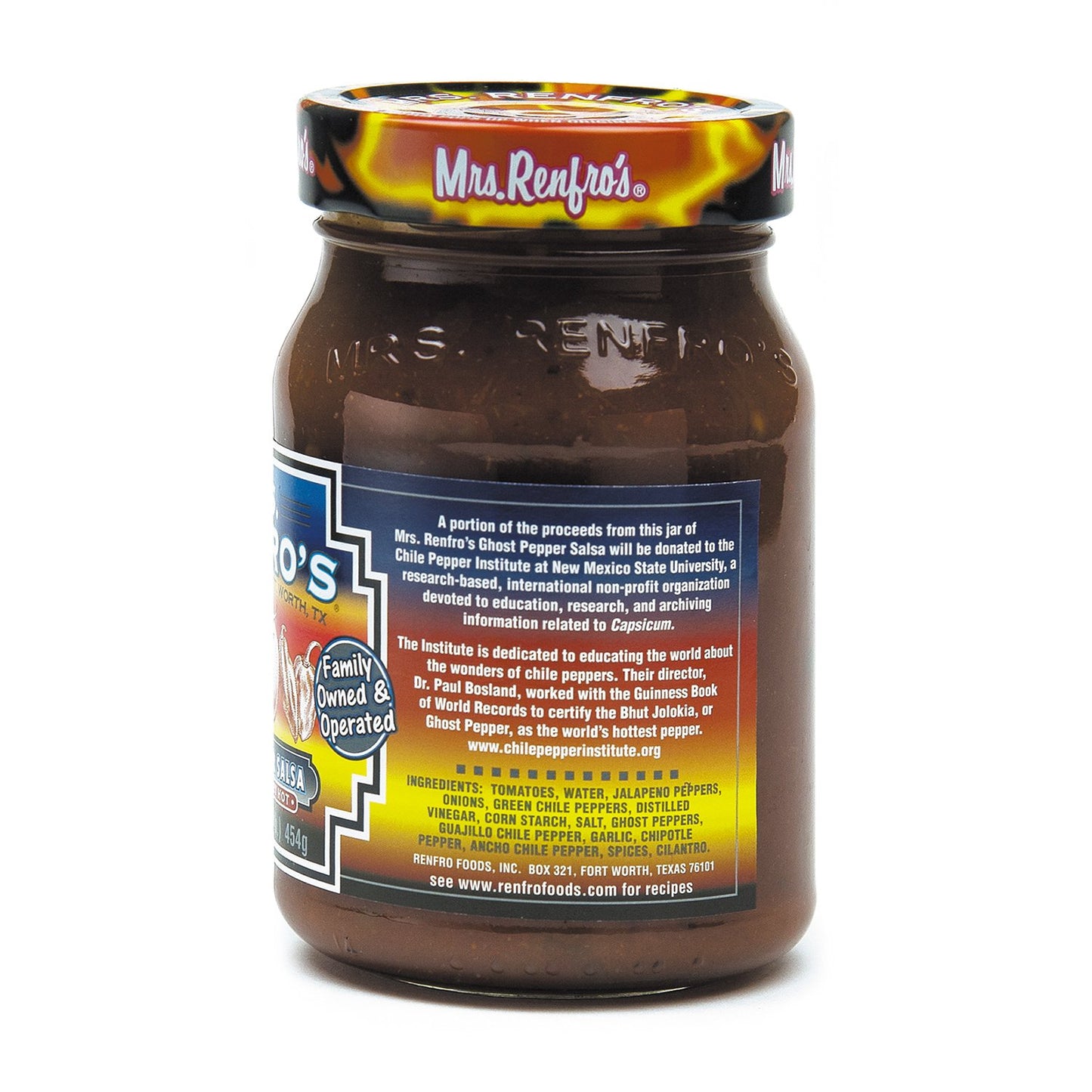 Mrs. Renfros Ghost Pepper Salsa, Gluten Free, No Added Sugar, 16 oz Jar, Pack of 2
