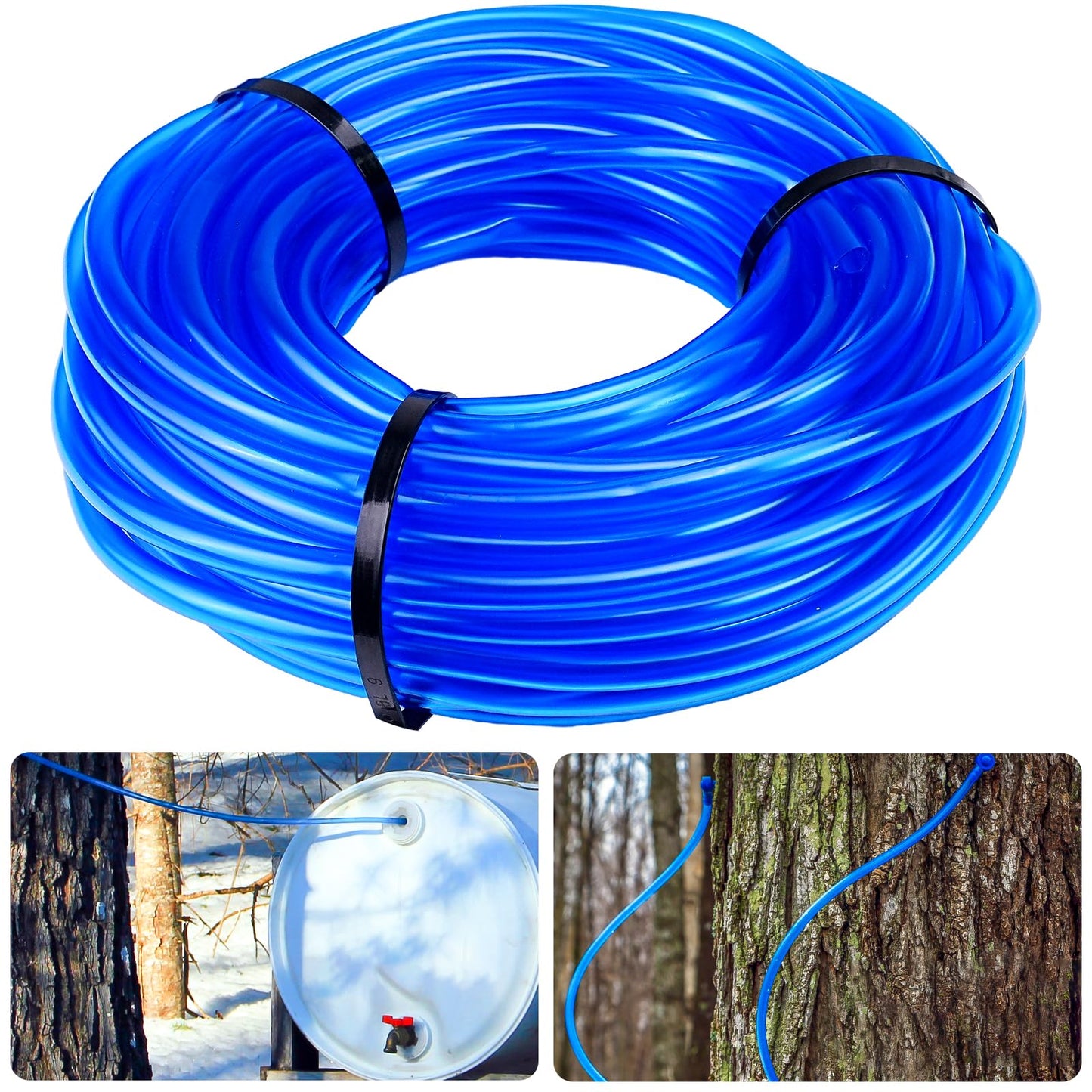 HolyMaji 100FT Maple Syrup Tubing Drop Lines Extractors, Food Grade Maple Syrup Tapping Vacuum Tube, Tree Sap Collection Hose Su