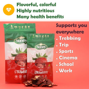 Sunny Crisps Dried Strawberries 3.52 Oz - Dry Strawberries No Sugar Added For Toddler Healthy Snacks - Gluten Free Dehydrated Fr