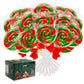 32 Pack Red-And-Green Twisty & Swirl Lollipops With Red Ribbon Bow, Lollipops Swirl Candy Individually Wrapped Bulk, Candy Lollipop Suckers For Christmas Stocking Stuffer & Candy Gifts