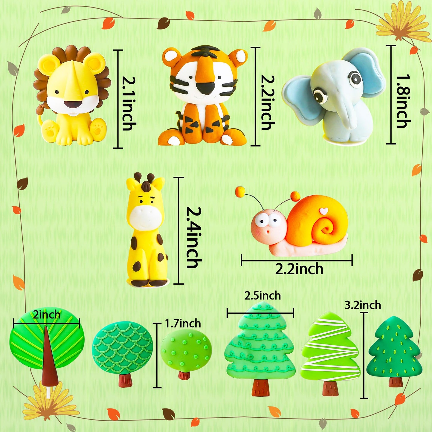 Jevenis Luxury Jungle Baby Animals Cake Decoration Wild One Cake Decoration Safari Cake Decoration Giraffe Elephant Lion Tiger C