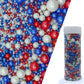 Edible Red & Blue & White Sugar Pearls Sprinkles Candy Mix Size Pearls Cake Decorations Cupcake Toppers Decorating Perfect for W
