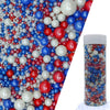 Edible Red & Blue & White Sugar Pearls Sprinkles Candy Mix Size Pearls Cake Decorations Cupcake Toppers Decorating Perfect for W