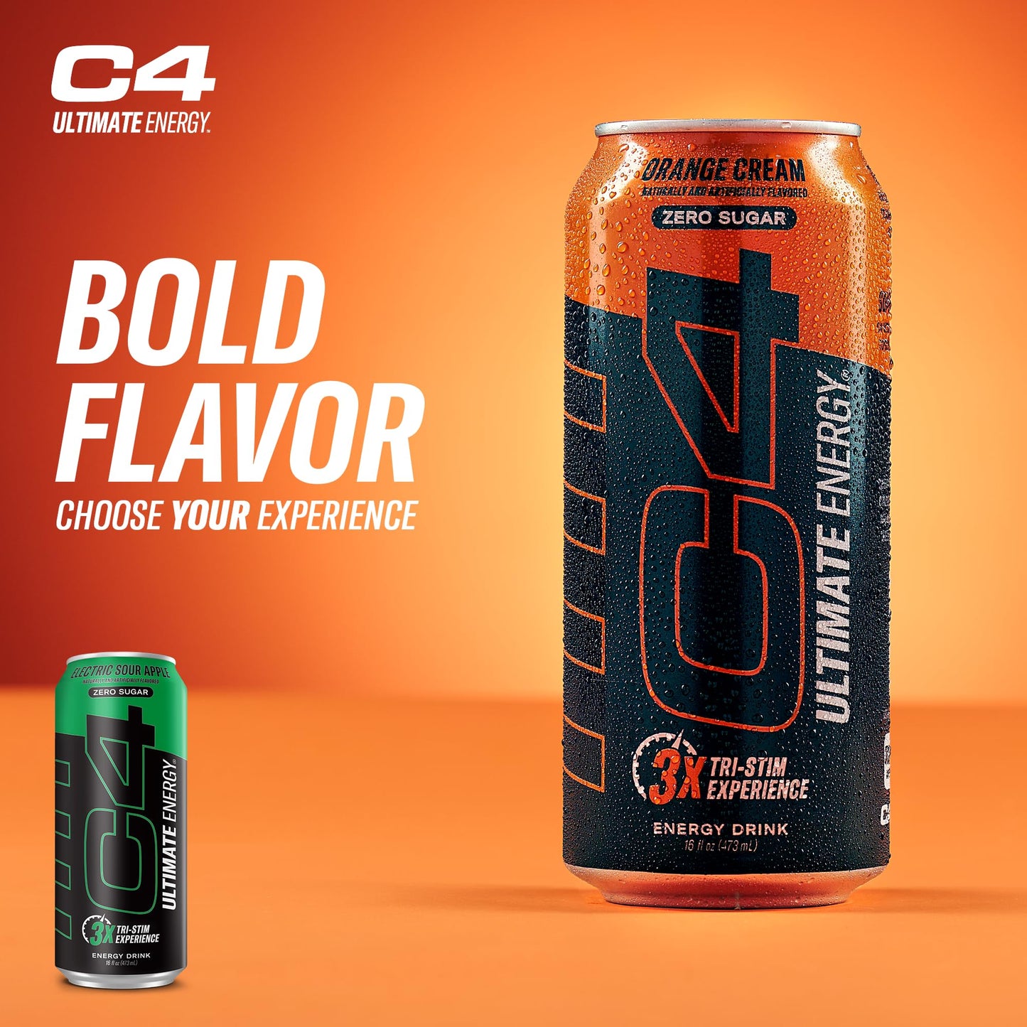 Cellucor C4 Ultimate Pre Workout Energy Drink - Sugar Free, 300mg Caffeine, Electric Sour Apple, 16oz (Pack of 12)