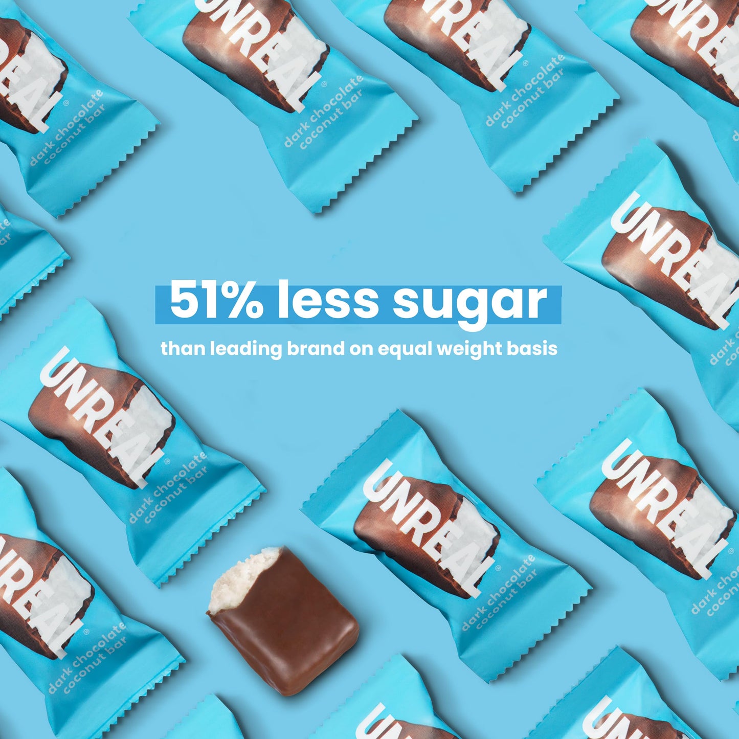 Unreal Dark Chocolate Coconut Bars (40 Mini Bars) | Vegan, 3G Sugar, & 3 Simple Ingredients | Non-Gmo, Gluten Free, & Fair Trade