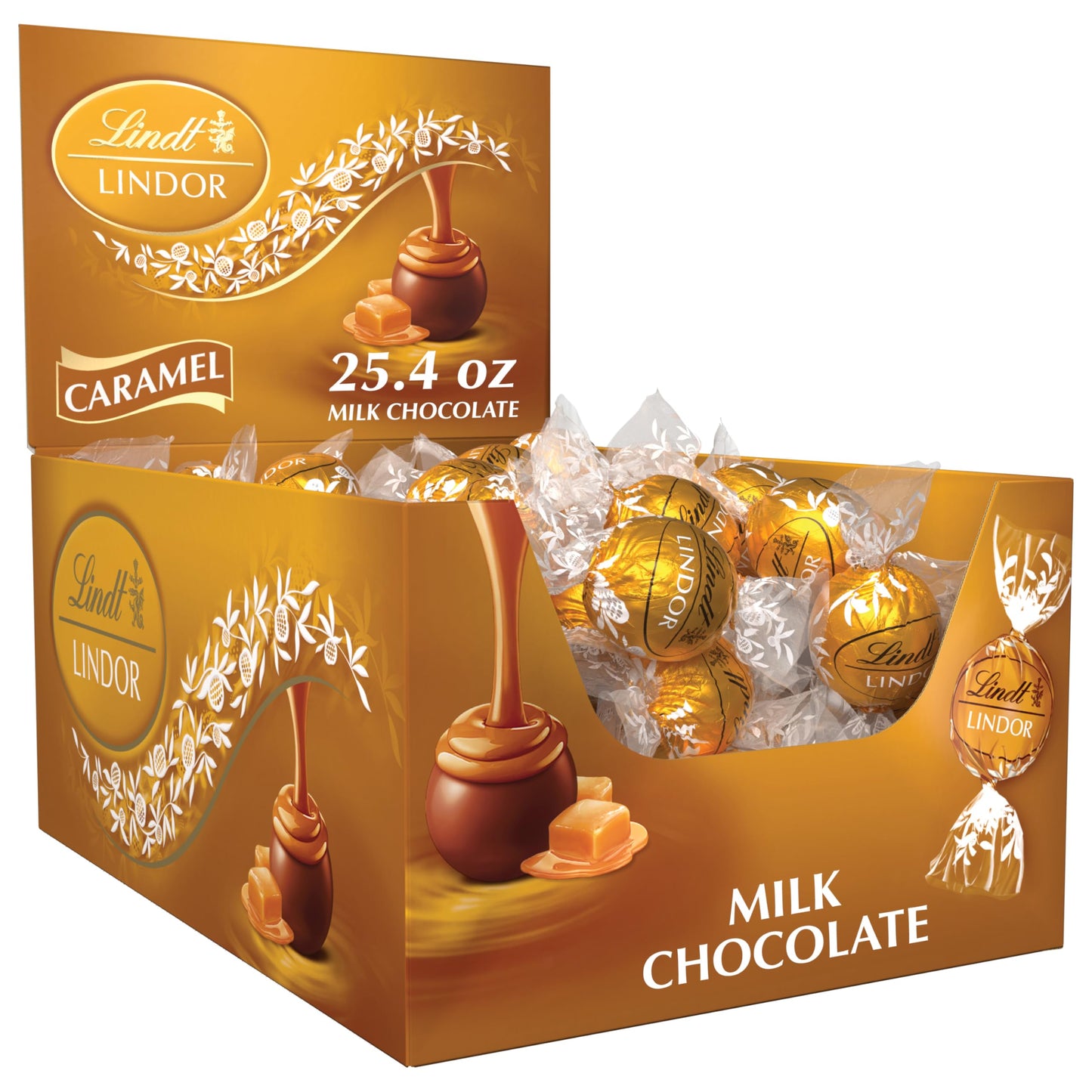 Lindt Lindor Caramel Milk Chocolate Truffles, Easter Chocolate Candy With Smooth, Melting Truffle Center, 25.4 Oz., 60 Count