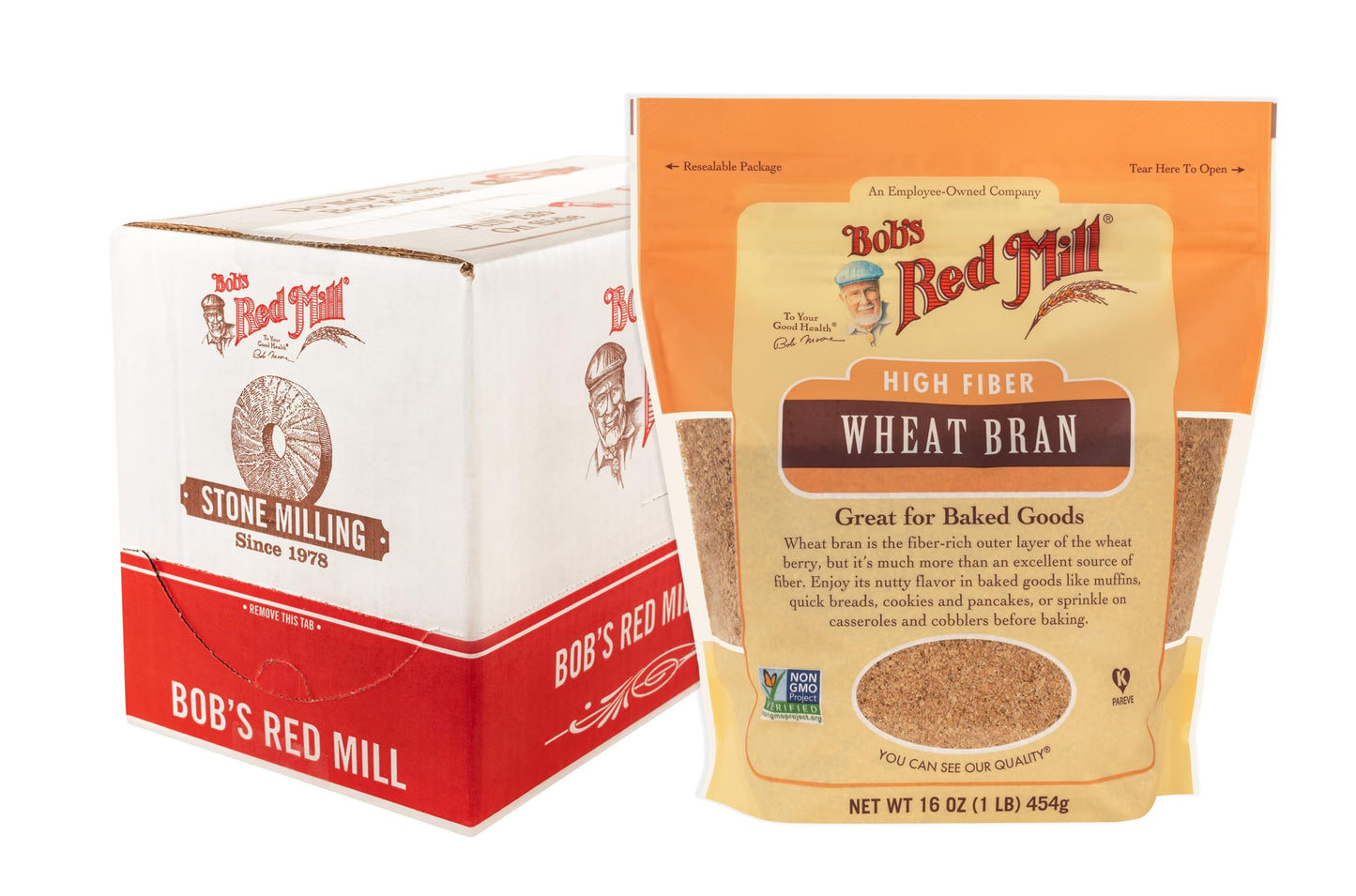 Bob s Red Mill Wheat Bran, 16oz (Pack of 4) - Non GMO, Vegan, Kosher