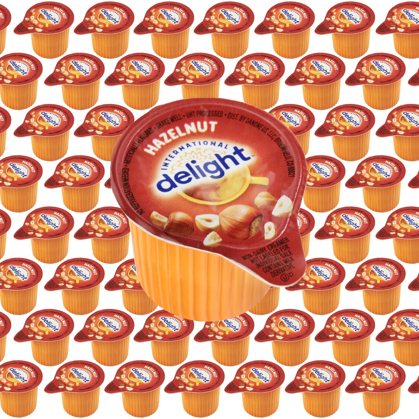 Delight Coffee Creamer Hazelnut Cups, 48 Pieces of Individual Coffee Creamers Singles, Ideal for Hot and Iced Coffee, Lattes, Ca