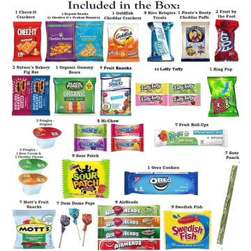 Foxy Fane Deluxe Snack Box - 150 Count Assortment of  ers, Cookies, Chips & Candy - 864 Cubic Inches