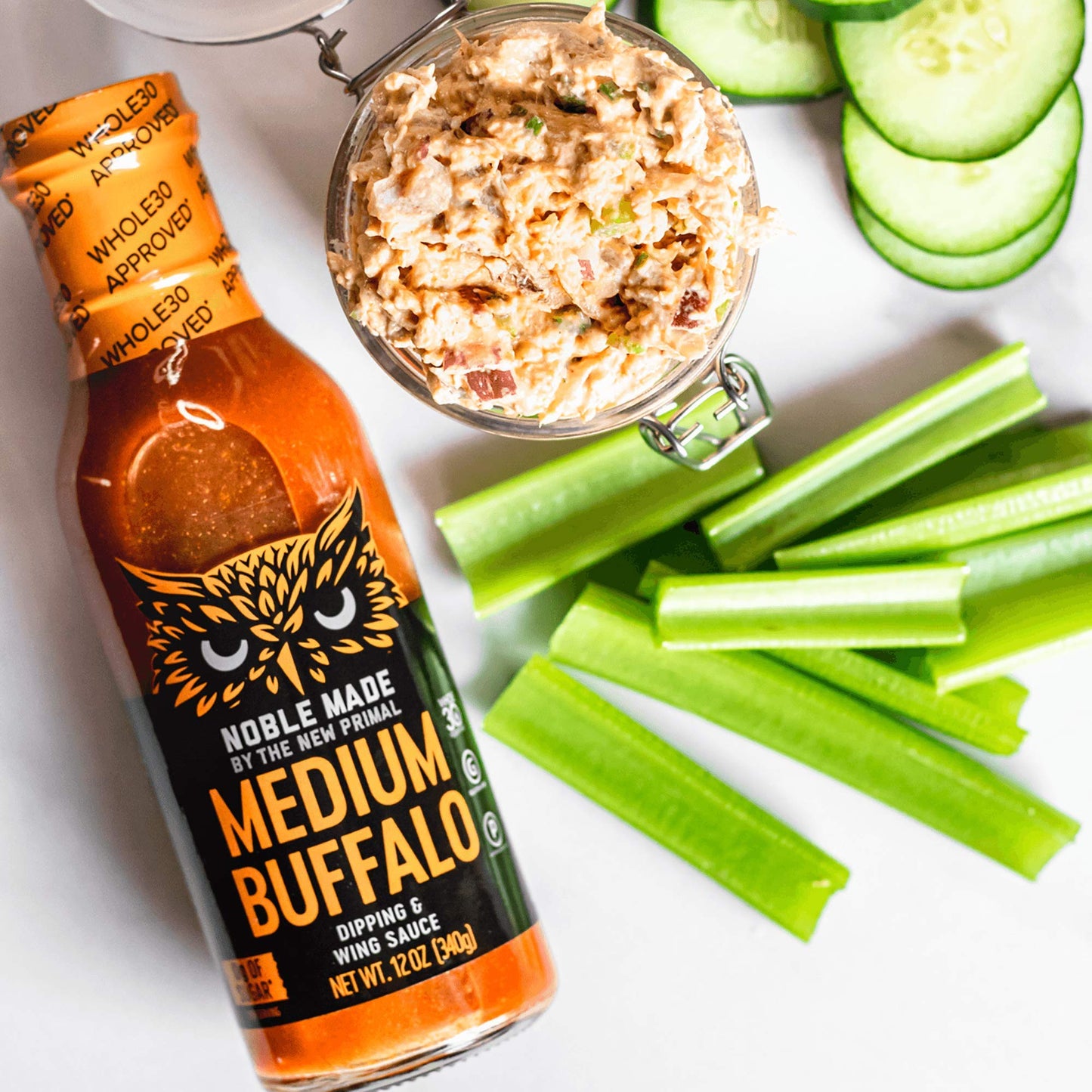 Noble Made Buffalo Sauce, Keto, Gluten Free, Vegan Dipping & Wing Sauce, Low Carb, Dairy Free, Low Calorie, Paleo, Low Sugar, an