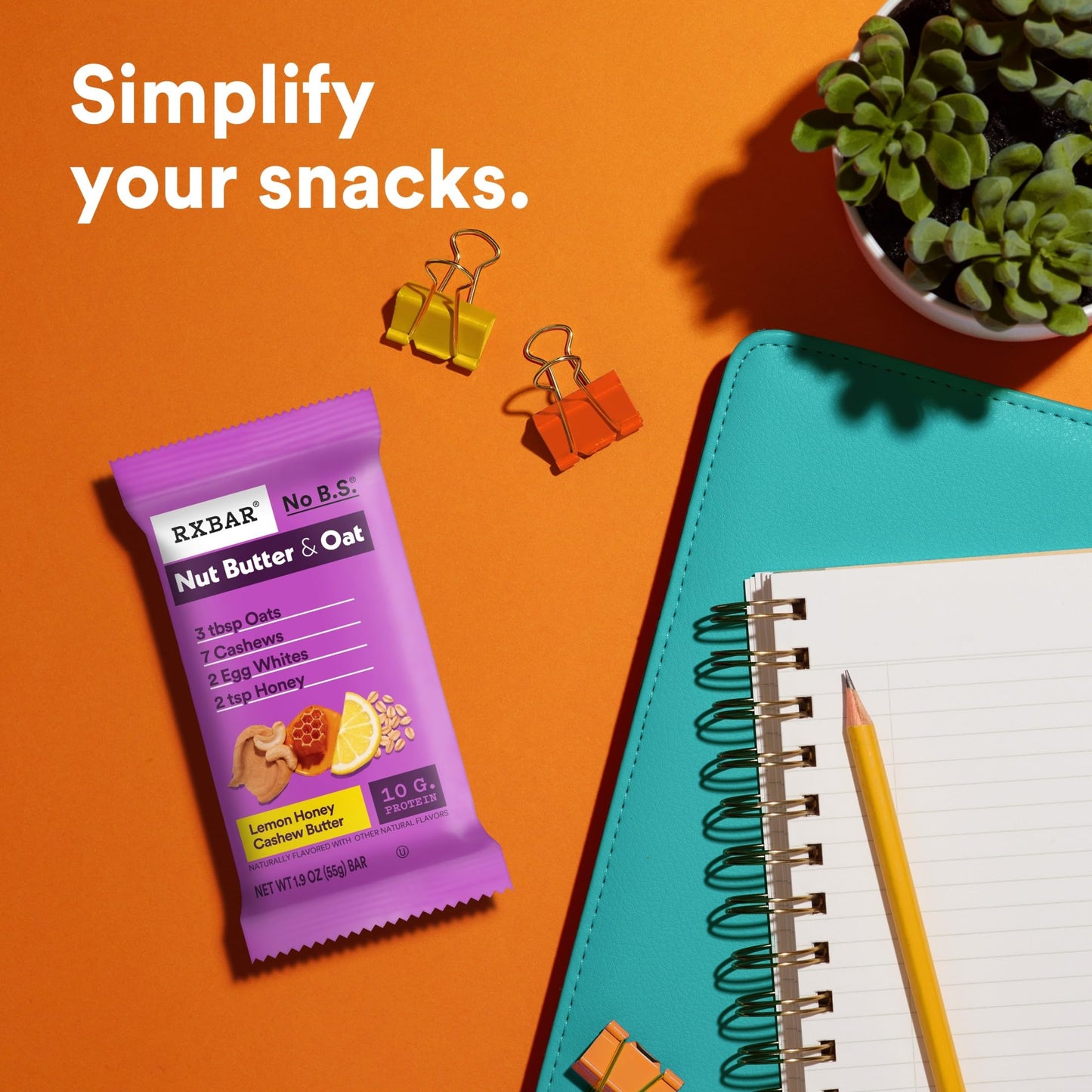 RXBAR Nut Butter and Oat Protein Bars, Protein Snacks, Lemon Honey Cashew Butter (30 Bars)