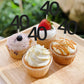 Sumerk 24Pcs 40 Cupcake Toppers Black Glitter 40Th Birthday Cupcake Picks Anniversary Party Decorations