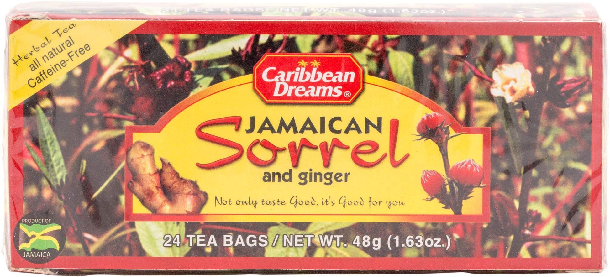 Caribbean Dreams Sorrel & Ginger Herbal Tea, 24 Tea Bags, Caffeine Free, White, Model CD S&G