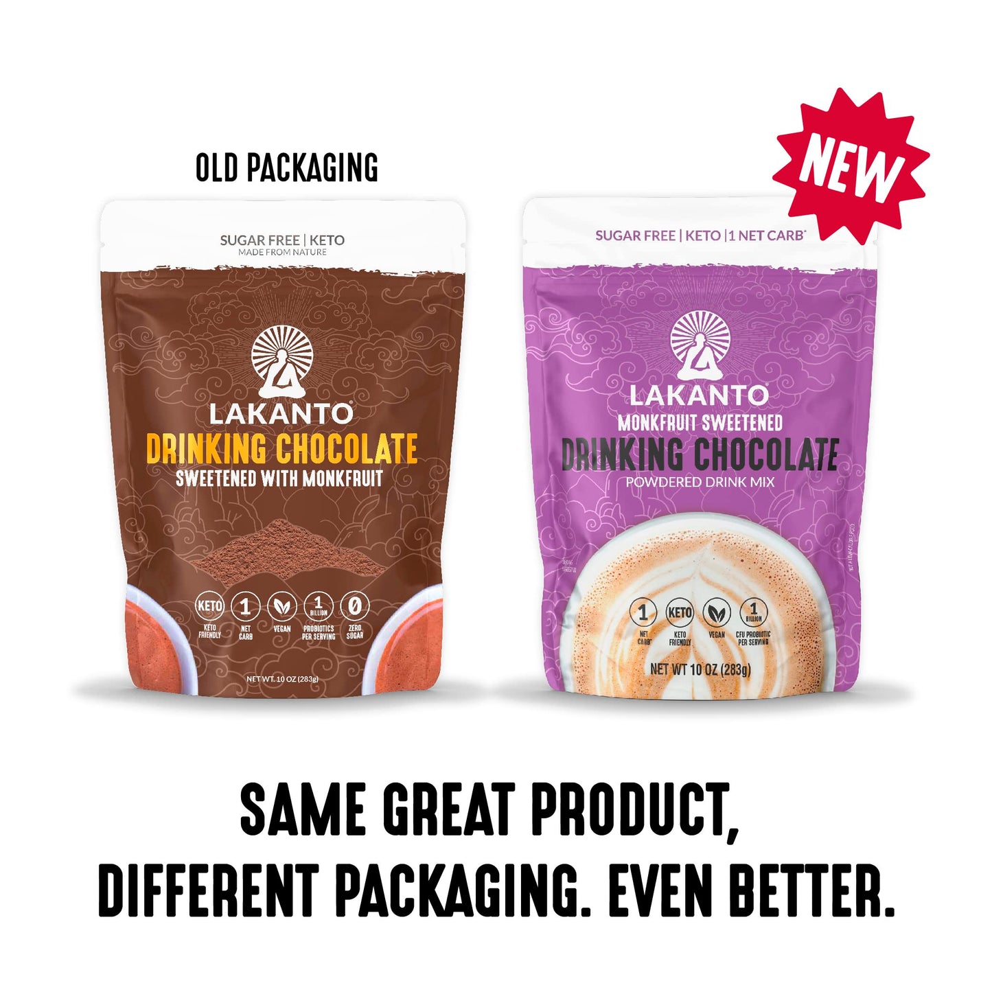 Lakanto Sugar Free Drinking Chocolate - Sugar Free, Cold Or Hot Cocoa Powder Mix With Shelf Stable Probiotics, Monkfruit Sweeten