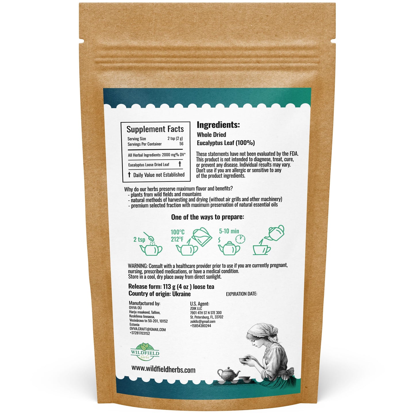 4 Oz Dried Eucalypt Leaves Dry Herbal Tea (Eucalyptus) 113G Long Big Eucalyptus Leaf Herb Hojas De Eucalipto