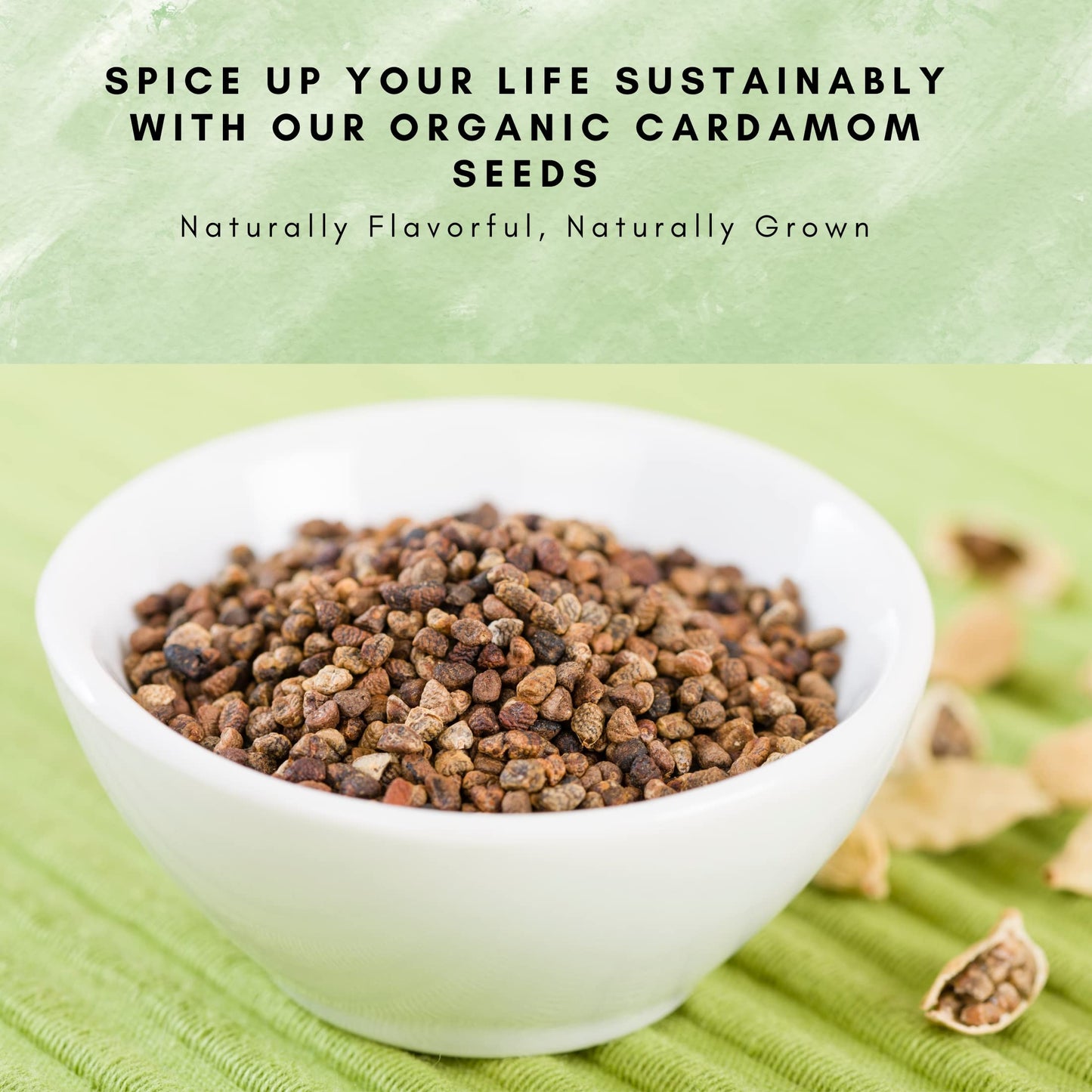 SPICY ORGANIC Decorticated Organic Cardamom Seeds 16 Oz - 100% USDA Organic, Ideal for Cooking, Black