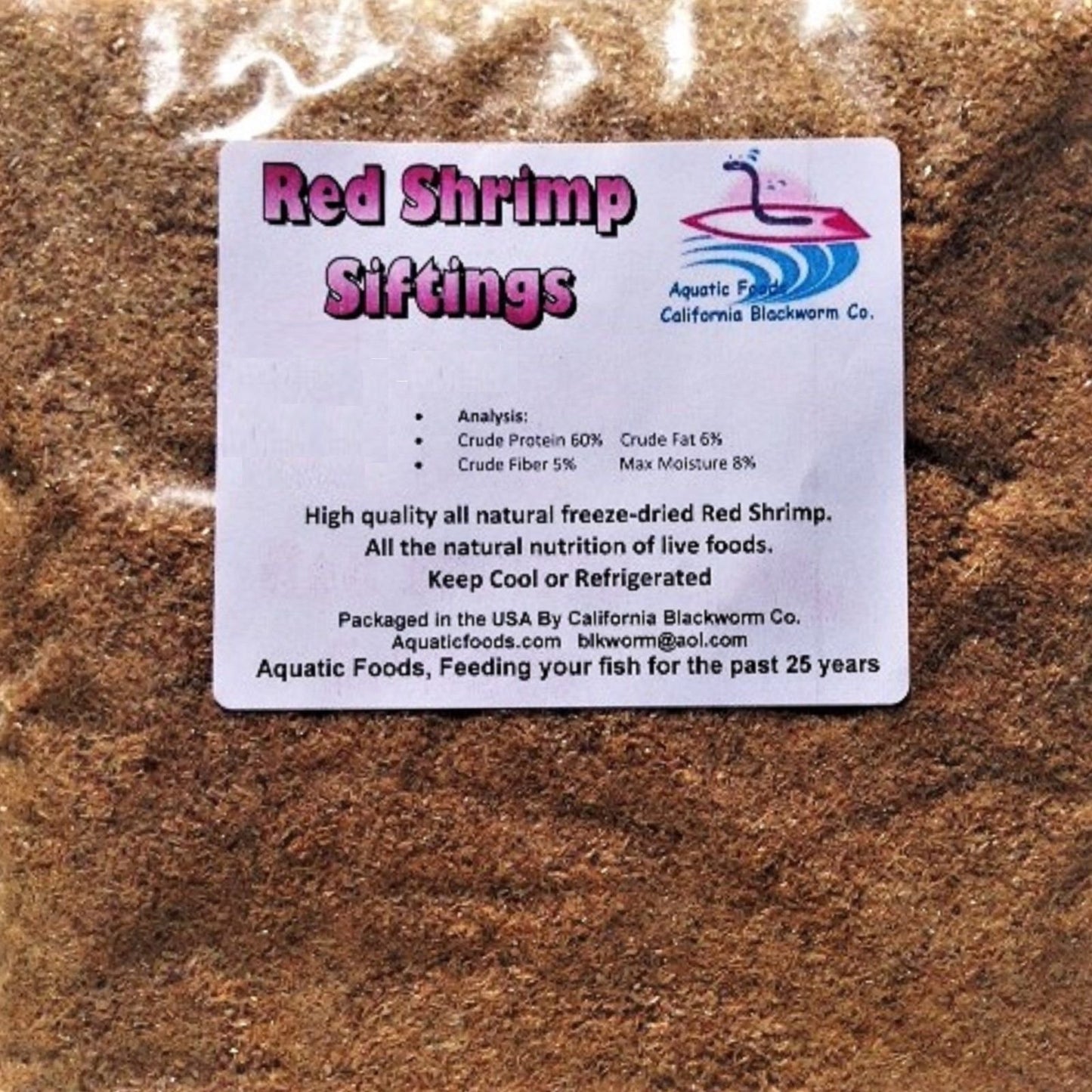 Aquatic Foods Inc. Freeze Dried Red Shrimp Semi Powdered Siftings For Fry  Babies  Small Fish And Diy Fish Food Makers - 1-Lb