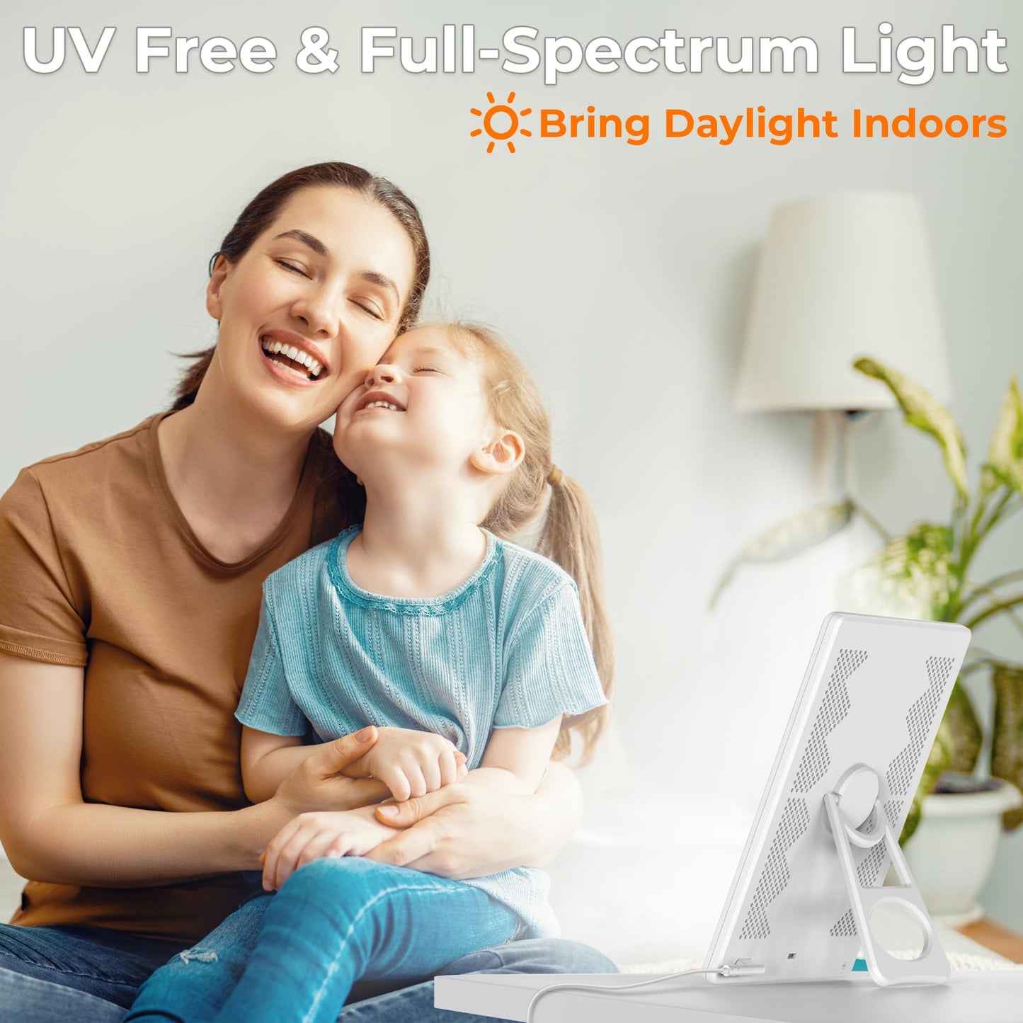 Fitfirst Light Therapy Lamp, 15000 Lux Simulated Sunlight, Uv-Free Led Lamp With 3 Color Temperature & 4 Brightness Settings, Ad