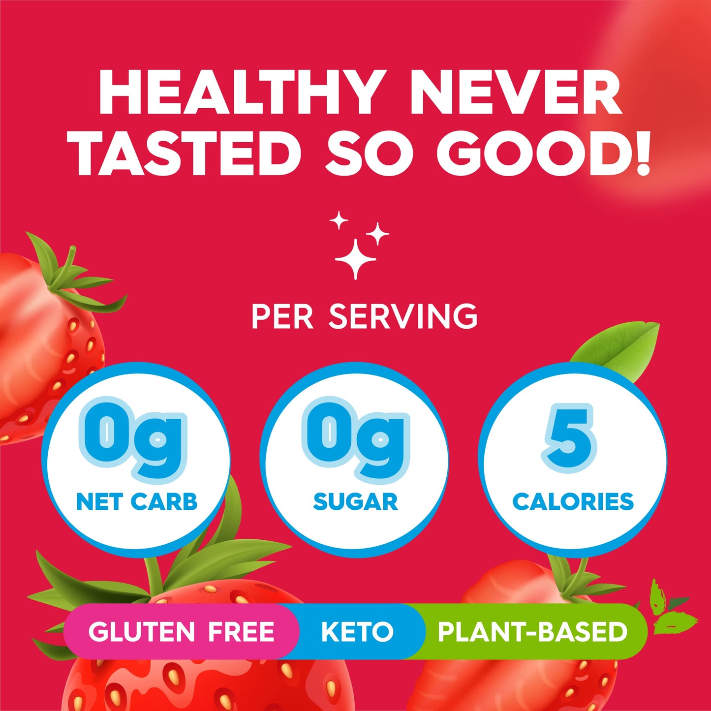 Simply Delish Plant Based Natural Strawberry Jel Dessert - 6 Pack - Zero Sugar, 0g Net Carbs, Gluten Free, Vegan, Diabetic & All