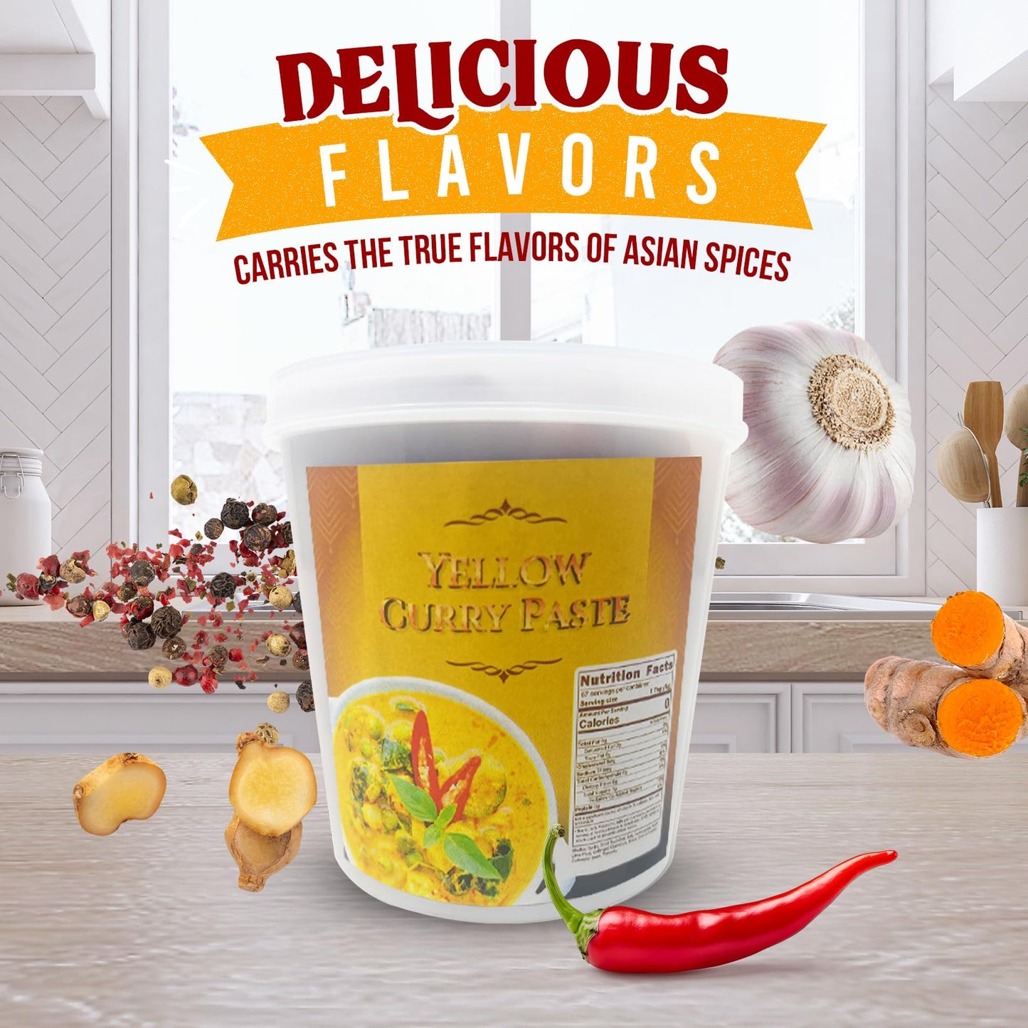 Fusion Select Yellow Curry Paste - Seasoning Spice Blend For Asian Food, Middle Eastern & Indian Cuisine - Dressing & Condiment