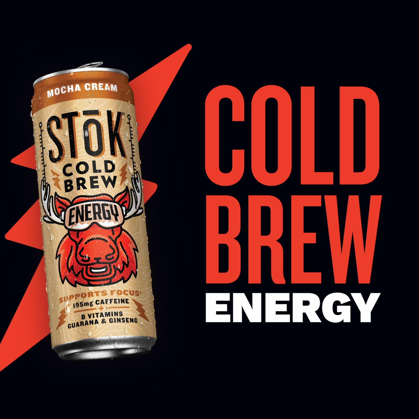 SToK Cold Brew Energy Mocha Cream  Energy Coffee Beverage with 195mg Caffeine to Help Support Focus  Canned Coffee with B-Vitamins  Guarana and Ginseng  11 fl oz  12pk