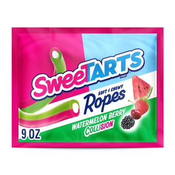 Sweetarts Ropes, Candy, Watermelon Berry Collision, Soft And Chewy, 9 Oz