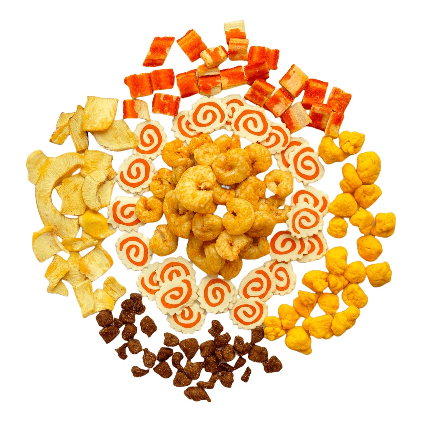 CHIRAMEN Dried Seafood Mix Ramen Toppings  Shrimp  Fish Cake  Squid  compatible with Crab  Eggs  Perfect for Cup Noodles.
