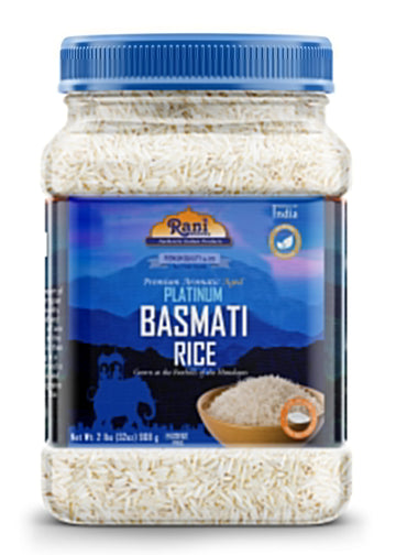 Rani Platinum White Basmati Rice Extra Long Aged 32oz (2lbs) 908g PET Jar ~ All Natural | Gluten Friendly | Vegan | Indian Origi
