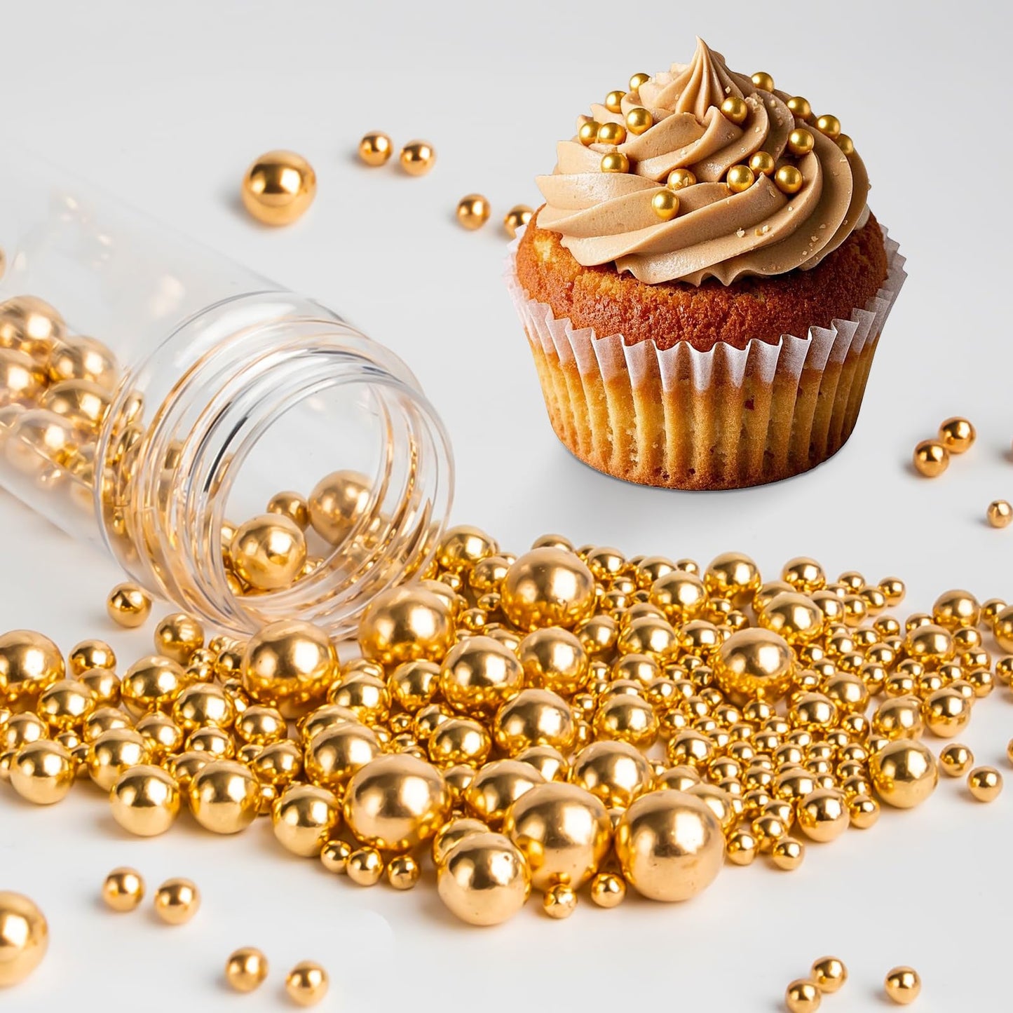 Sugarzy Gold Pearl Sprinkles, Edible Sugar Cake Decorations, 130g/4.58oz