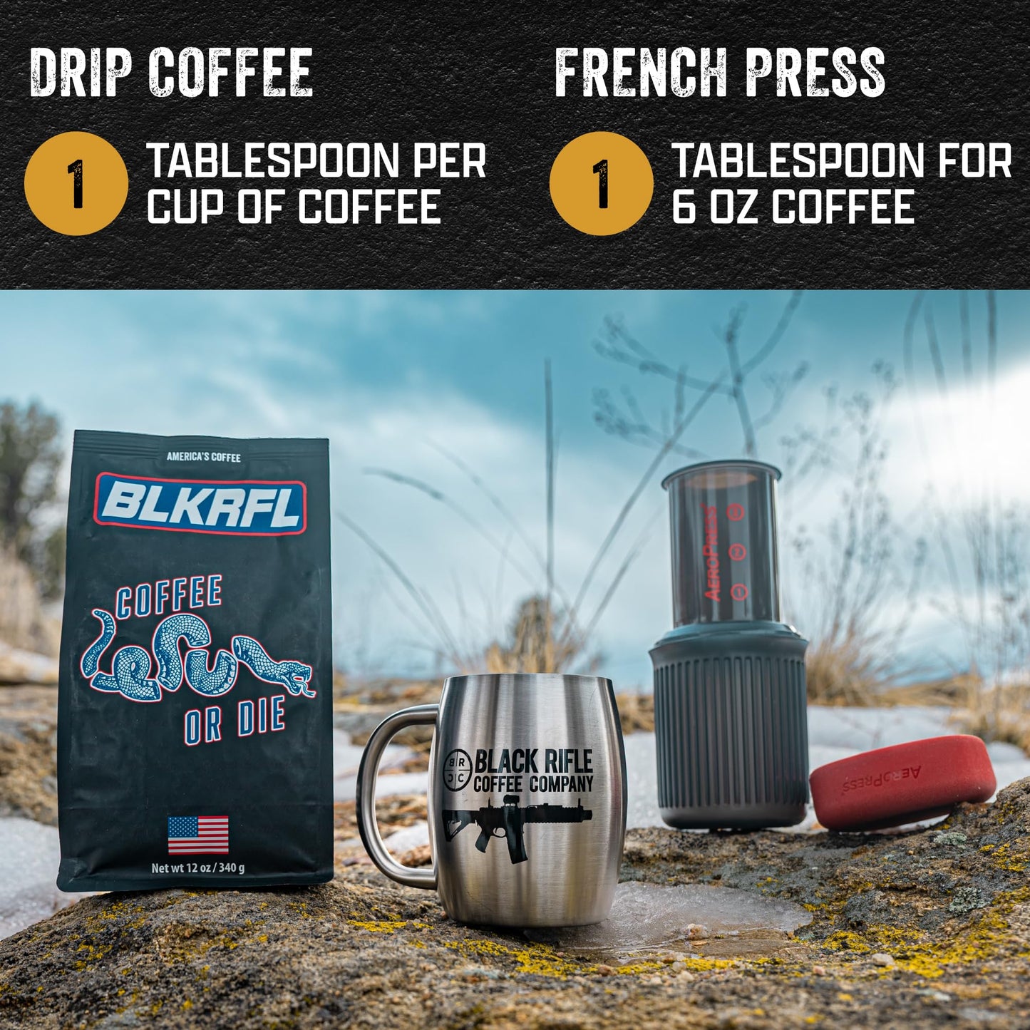 Black   Coffee Company Ground Coffee, Medium Roast, 12oz Bag, Roasted Blend from Arabica Beans, Colombian & Brazilian