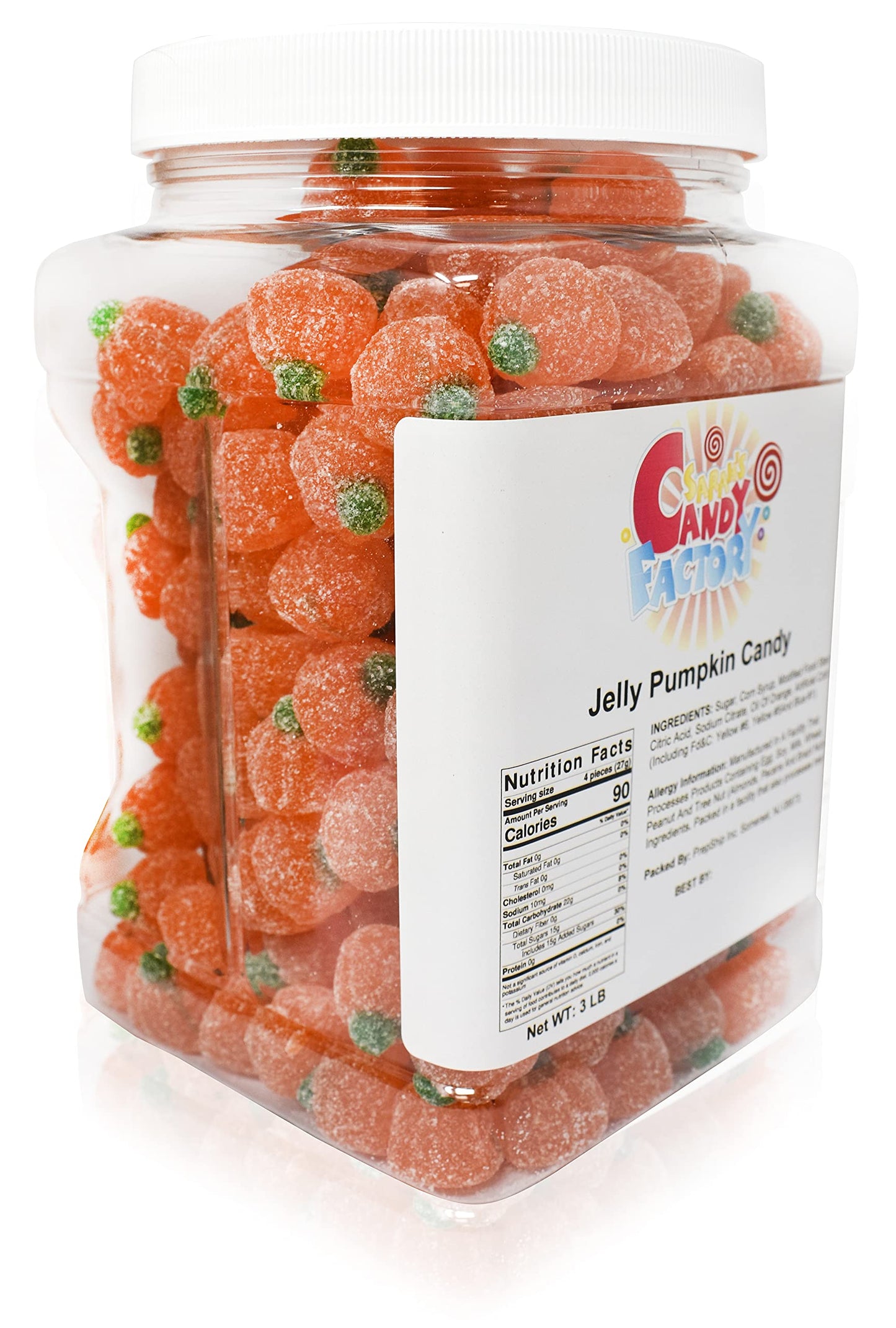 Sarah s Candy Factory Soft Jelly Pumpkin Candy in Jar, 3 Lbs
