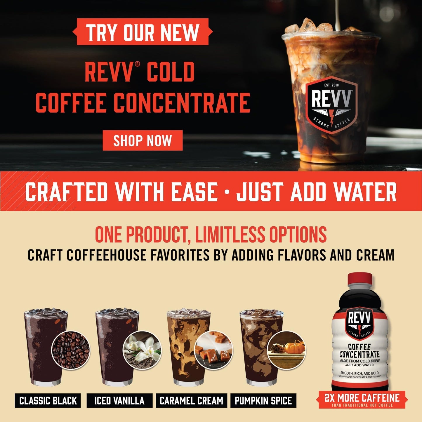 REVV 32oz Coffee Concentrate  6 count (1 pack of 6)