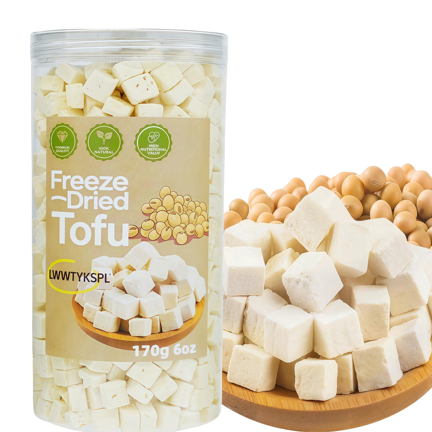 6Oz Freeze Dried Tofu Low Sugar  170G Natural Snack  High Protein  Keto Friendly  Vegan  Gluten Free Delicious Tofu 