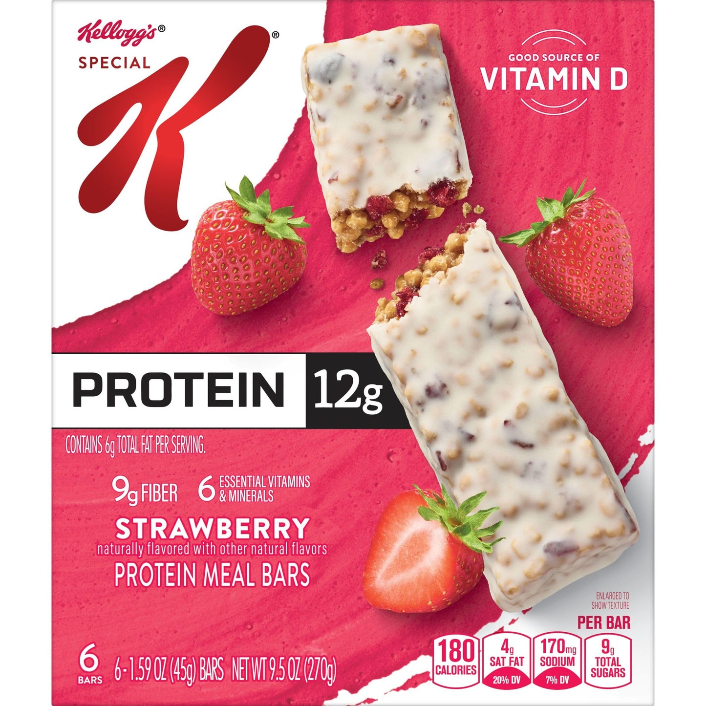 Special K Bar Protein Meal Bars, 12g Protein Snacks, Meal Replacement, Strawberry, 9.5oz Box (6 Count)