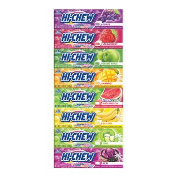 Hi-Chew Variety - Box Of 8 Sticks, 1.76Oz Ea | 8 Flavors And Brand Sticker Included | Unique Fun Soft & Chewy Taffy Candy | Imme