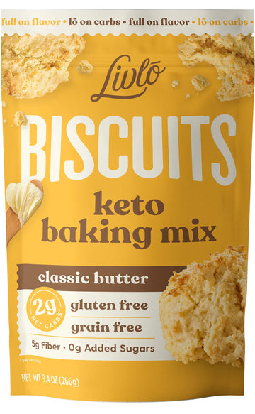 Livlo Keto Biscuit & Bread Mix - Low Carb & Gluten Free Baking Mix - 2G Net Carbs - Fast, Easy And Delicious Keto Friendly Food