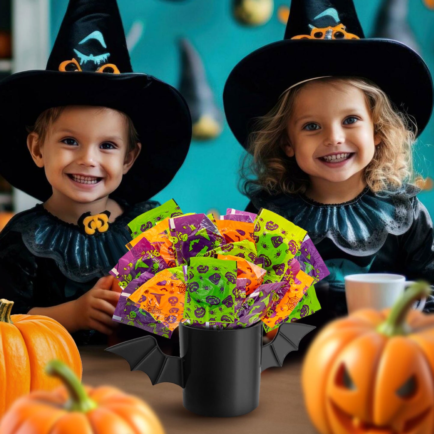 Halloween Lollipops - 2 Pound Box - Halloween Candy Bulk - Individually Wrapped Pumpkin Suckers - Trick or Treat Candy - Assorted Fruit Flavors - Blue Raspberry  Apple  Orange