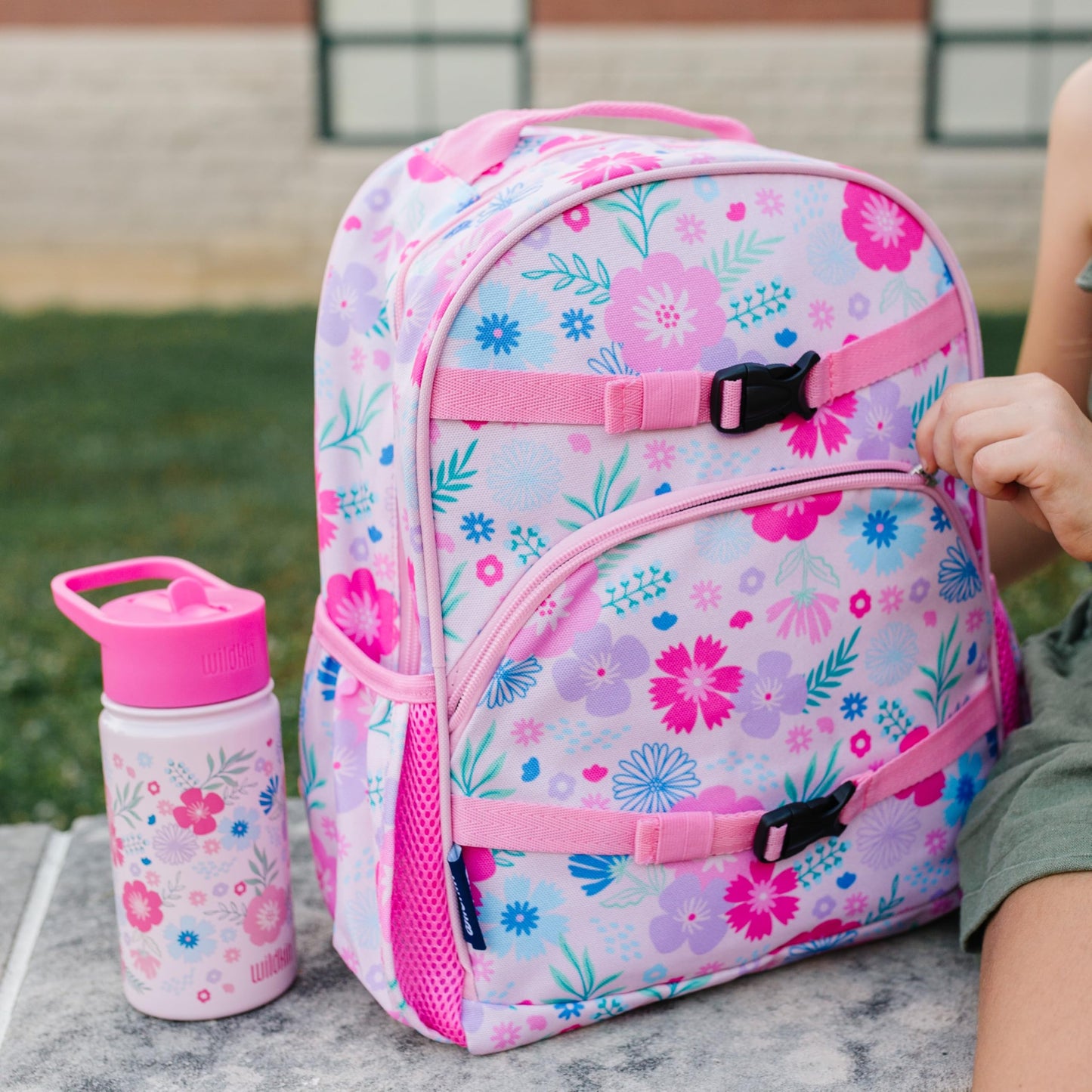 Wildkin 14 Oz Stainless Steel Water Bottle, Insulated, Leak Proof, Pink Floral, 6.75 X 2.875 inches