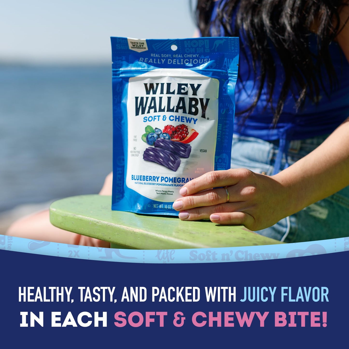 Wiley Wallaby Licorice 10 Ounce Classic Gourmet Soft & Chewy Australian Blueberry Pomegranate Candy Twists, 1 Pack