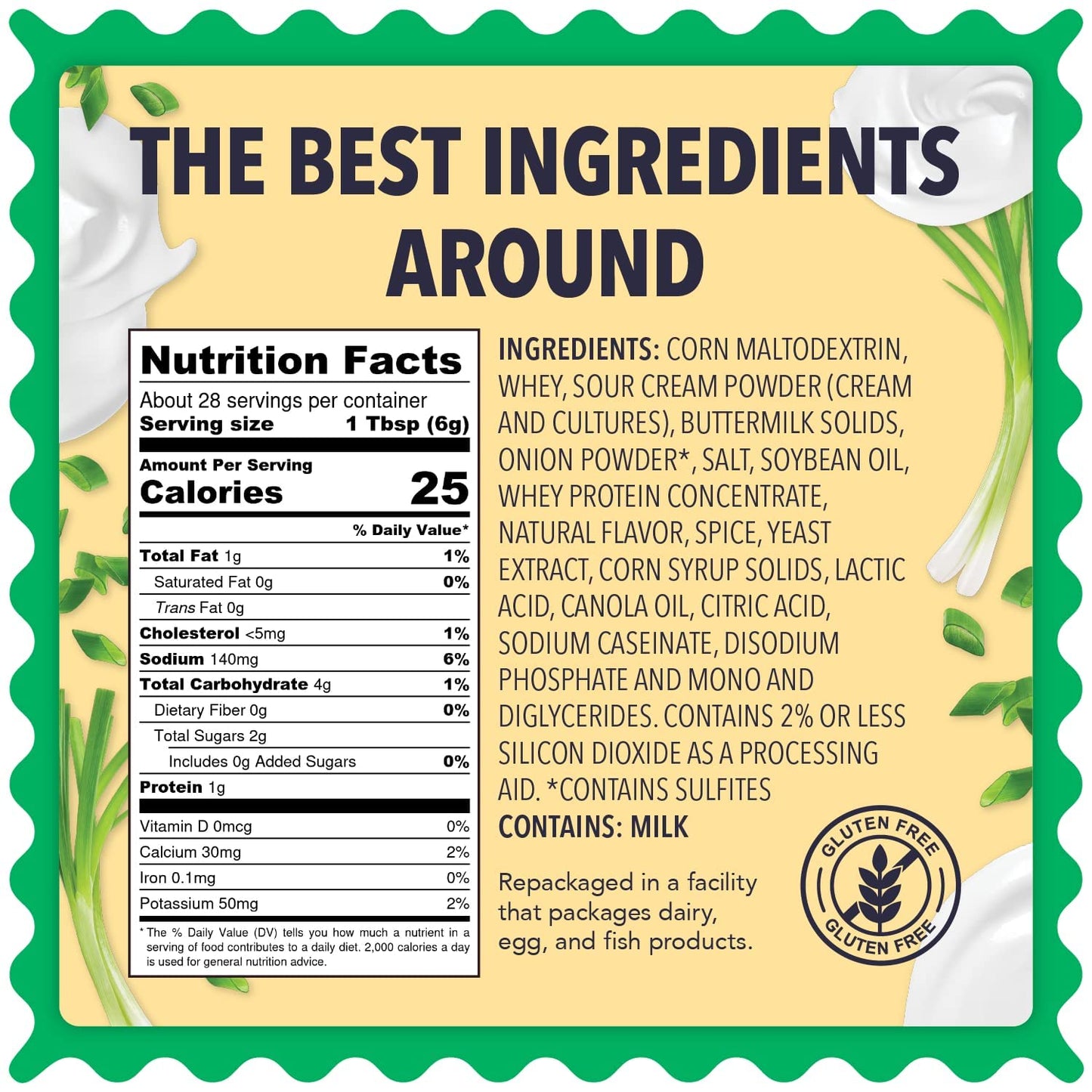 Sour Cream and Onion Seasoning - XL 6 oz Bag - Zested Tangy and Creamy Spice Blend - Gluten-Free and Nut Free - Goes Great On Sn