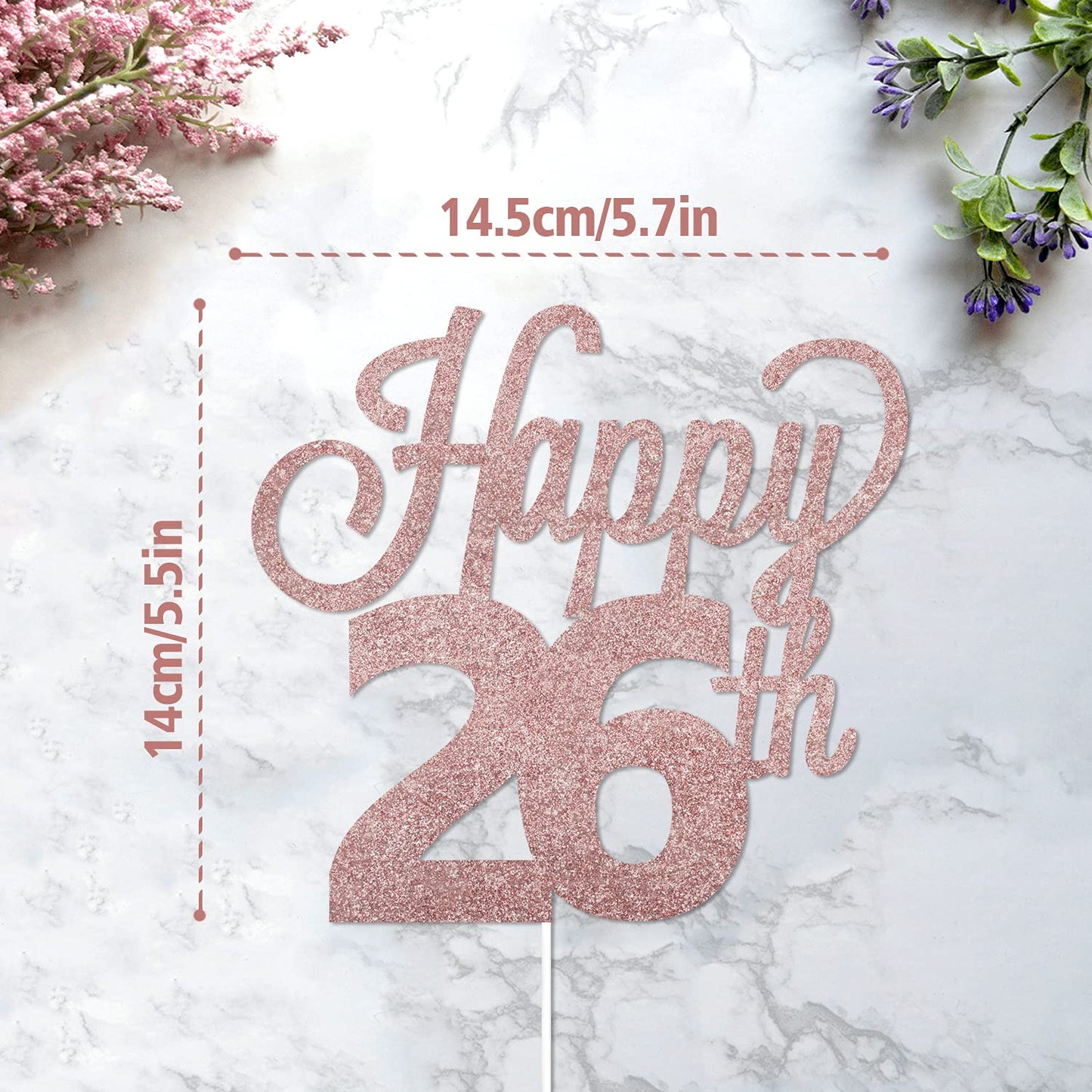 Lingteer Happy 26Th Birthday Cake Topper - Cheers To 26Th Birthday 26 Years Old Birthday Party Cake Decorations Sign.