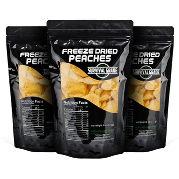 Survival Grocery Freeze Dried Peaches - All-Natural, No Added Sugar, Healthy Snack, 18 oz. (3 Bags)