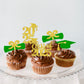 YCTHUNFISH 24 Pack Cupcake Toppers Gold Green Glitter 2025 Graduation Diplomas Grad Caps for Party Decorations