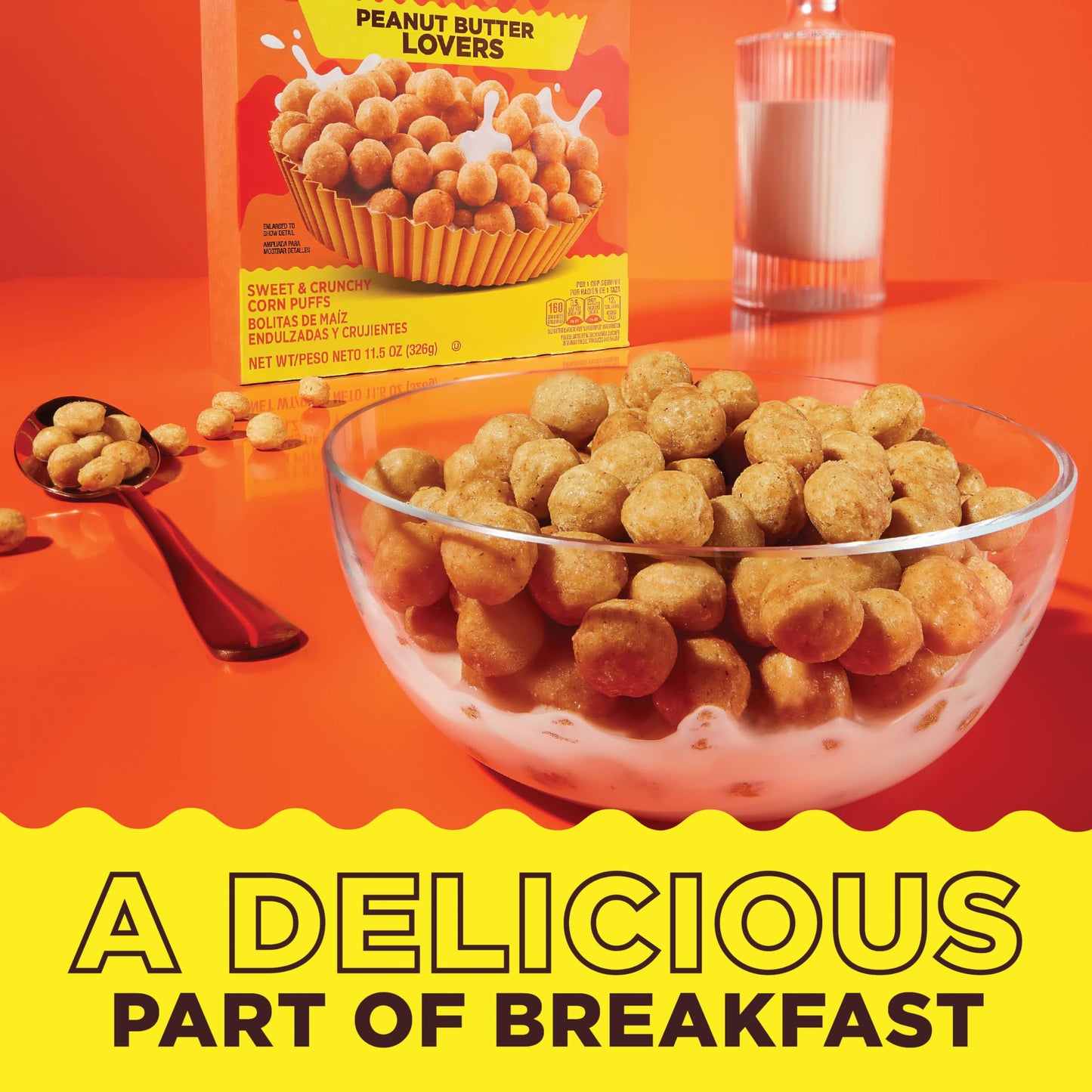 REESES PUFFS Peanut Butter Lovers Breakfast Cereal, Made with Whole Grain and Real REESES Peanut Butter, 11.5 oz