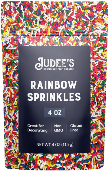 Judee'S Rainbow Sprinkles 4 Oz - Gluten-Free And Nut-Free - Brighten Up Your Baked Goods - Great For Cookie And Cake Decoration